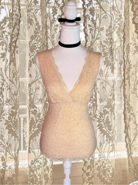 Vintage Y2K Fairycore Coquette Cream Lacey Top